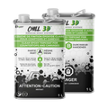 A clear epoxy topcoat for countertops and canvases, UV-resistant and food-safe. The labels, peppered with hexagonal motifs.