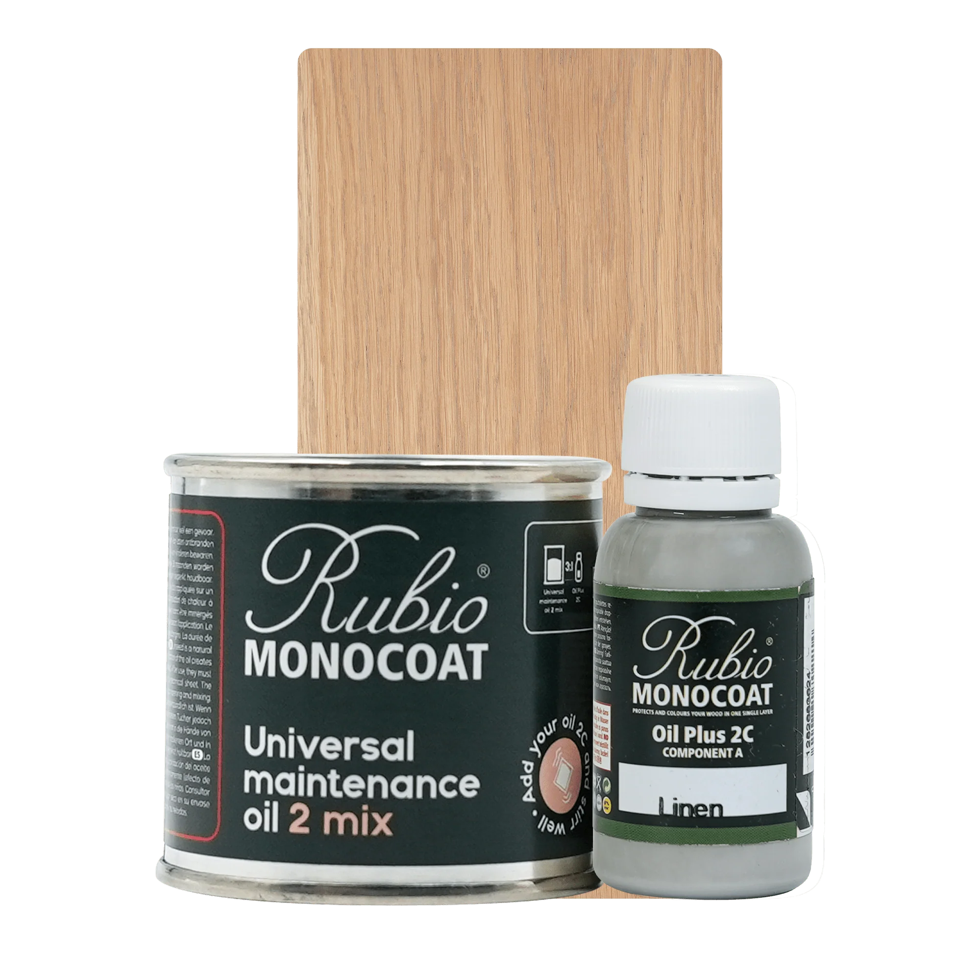 Rubio Monocoat træolie sæt med vedligeholdelsesolie 400 ml og 80 ml, farve Linen.